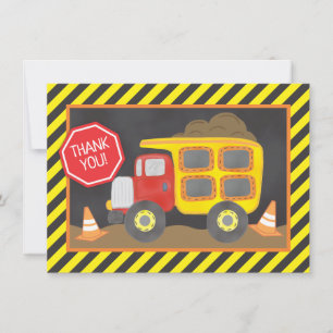 Dump Truck Construction Birthday Party Thank You Card
