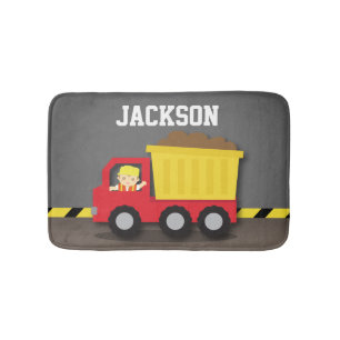 Dump Truck Construction Builder Boys Room Decor Bath Mat