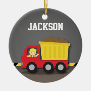 Dump Truck Construction Builder Boys Room Decor Ceramic Tree Decoration
