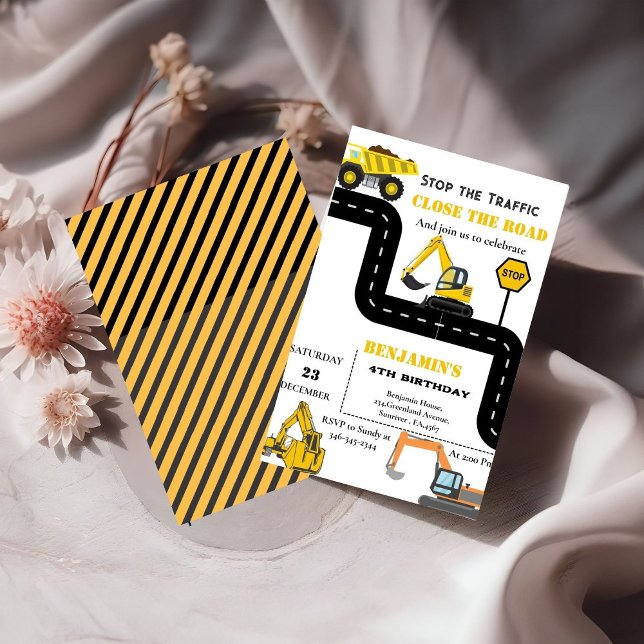 Dump truck construction theme birthday invitation (Creator Uploaded)