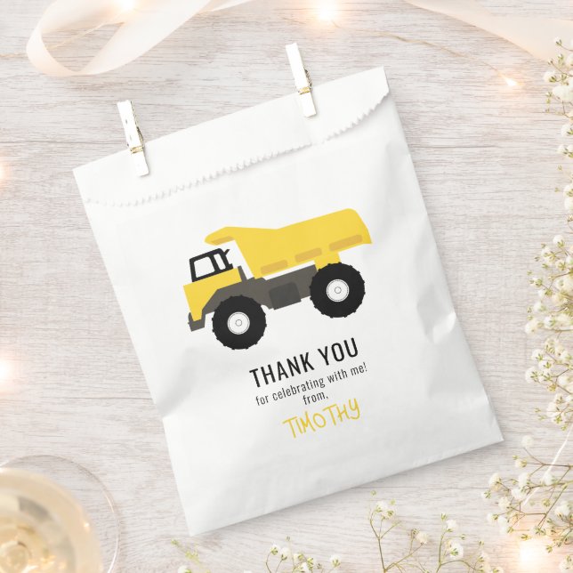 Dump Truck Construction Trucks Birthday Party Favour Bags (Clipped)
