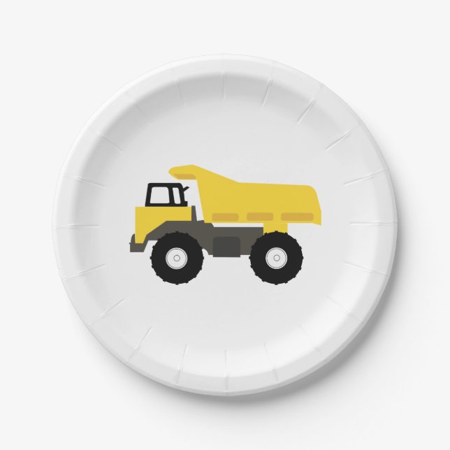 Dump Truck Construction Trucks Paper Plate (Front)
