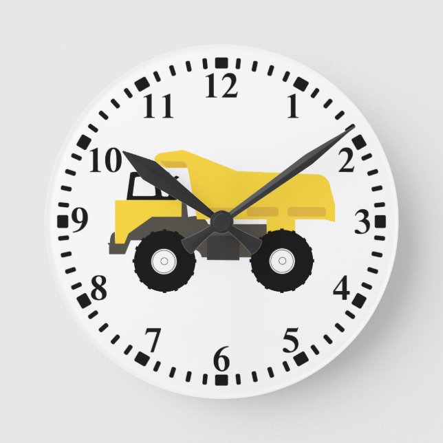 Dump Truck Construction Trucks Round Clock (Front)
