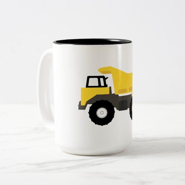 Dump Truck Construction Trucks Two-Tone Coffee Mug (Front Left)