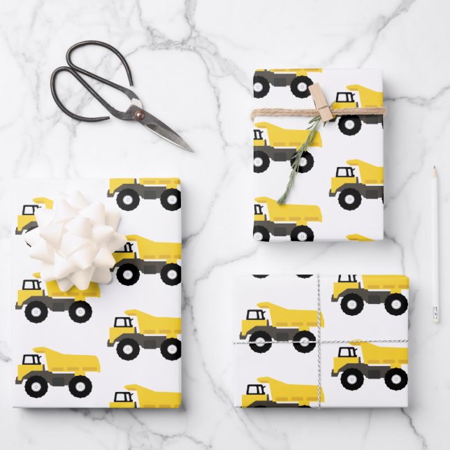 Dump Truck Construction Trucks Wrapping Paper Sheet (Front)