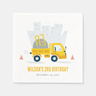 Dump Truck Construction Vehicle Kids Birthday Napkin