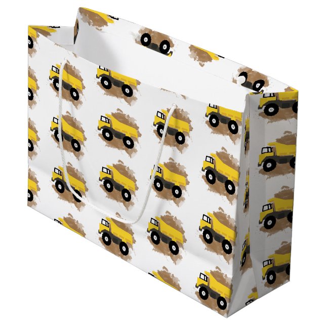 Dump Truck Construction Vehicle Mud  Large Gift Bag (Front Angled)