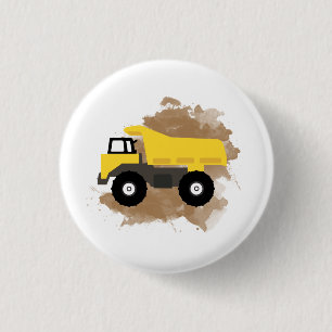 Dump Truck Construction Vehicle Mud Watercolor 3 Cm Round Badge