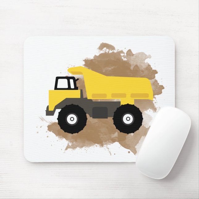 Dump Truck Construction Vehicle Mud Watercolor Mouse Mat (With Mouse)