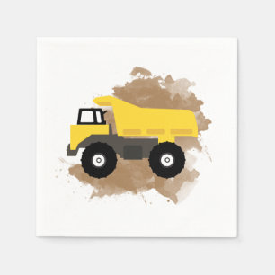 Dump Truck Construction Vehicle Mud Watercolor Napkin