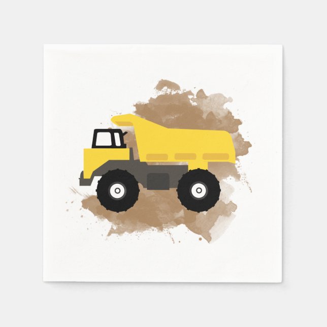 Dump Truck Construction Vehicle Mud Watercolor Napkin (Front)