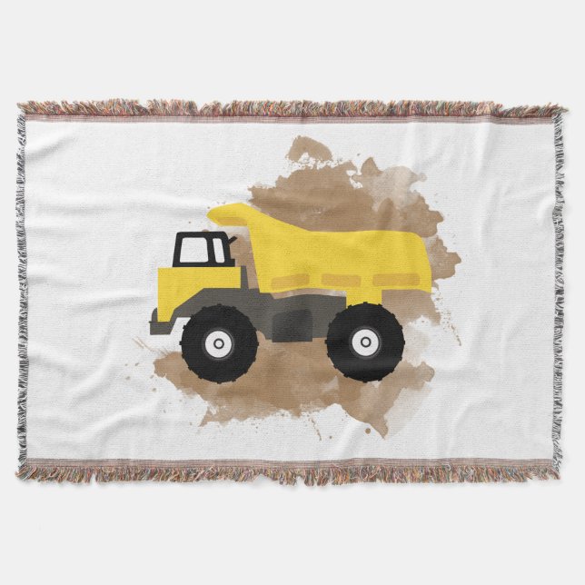 Dump Truck Construction Vehicle Mud Watercolor Throw Blanket (Front)