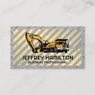 Dump Truck Excavator   Steel   Caution Business Card