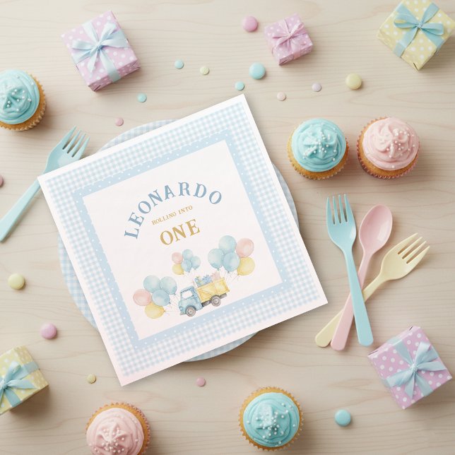 Dump Truck First Birthday Boy Napkin (Creator Uploaded)