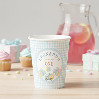 Dump Truck First Birthday Boy Paper Cups