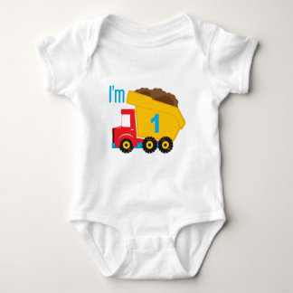 Dump Truck I'm 1 Baby Bodysuit