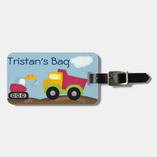 Dump Truck luggage tag personalise (Front Horizontal)