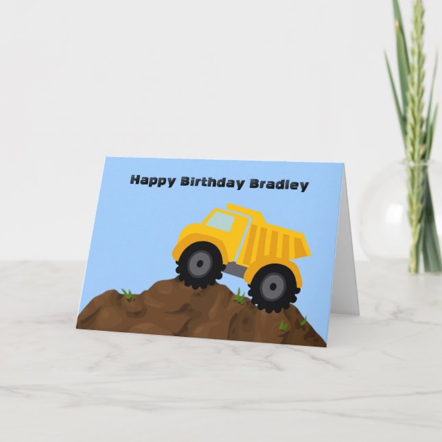 Dump Truck Personalised Birthday Card (Front)