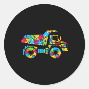 Dump Truck Puzzle Autism Awareness Autistic Womens Classic Round Sticker