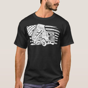 Dump Truck Retro America Flag Vintage Construction T-Shirt