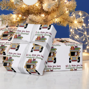 Dump Truck Santa Holiday wrapping paper