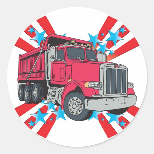 Dump Truck Stars Classic Round Sticker