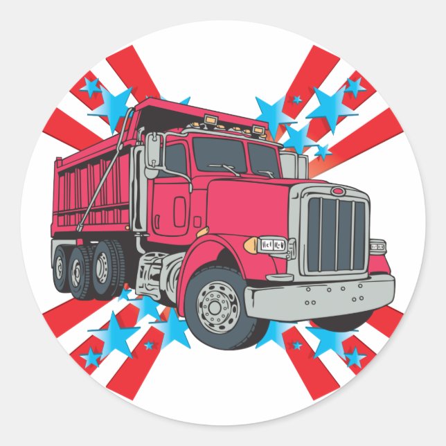 Dump Truck Stars Classic Round Sticker (Front)