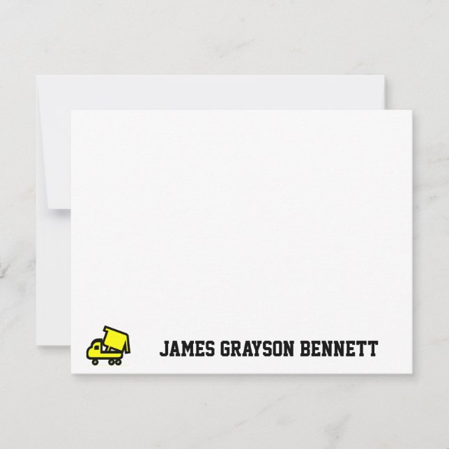 Dump Truck Thank You Note Card (Front)