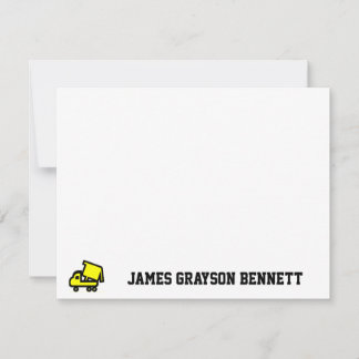 Dump Truck Thank You Note Card