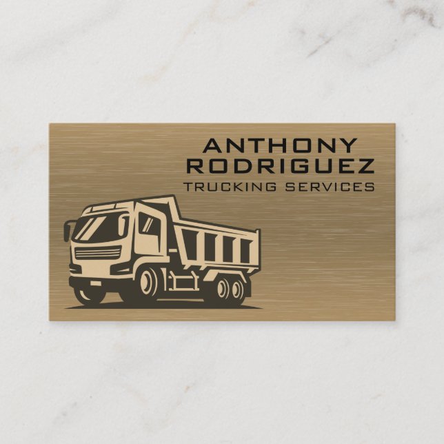 Dump Truck Vehicle | Metal Texture Business Card (Front)