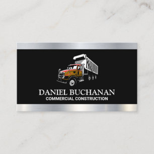 Dump Truck Work Vehicle   Metal Trim Style Business Card