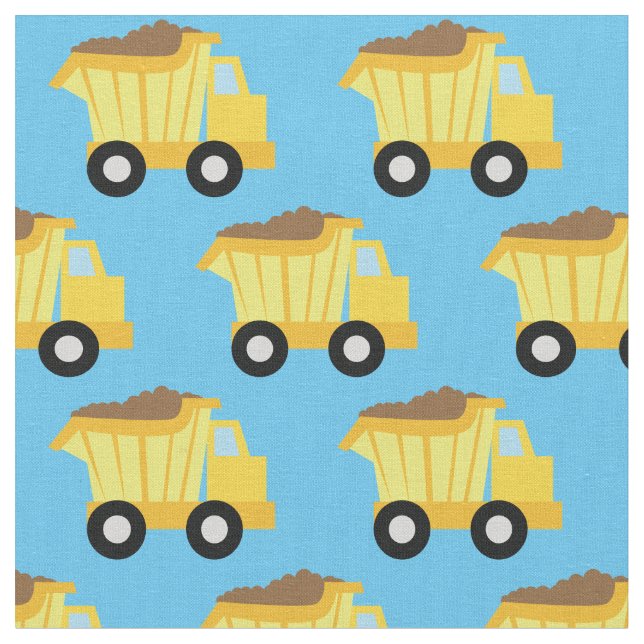 Dump Trucks Cute Boys Kids Fabric (Close Up)