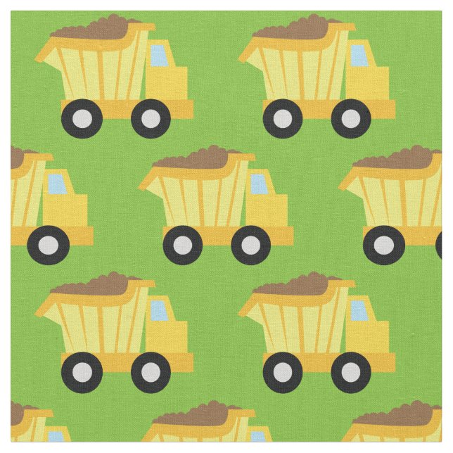Dump Trucks Cute Boys Kids Fabric (Close Up)