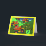 Dump Trucks With Cupcakes, Birthday for Grandson Card<br><div class="desc">Colourful dump trucks with cupcakes are ready to pile it on for a grandson's second birthday. Art,  image,  and verse copyright © Shoaff Ballanger Studios.</div>