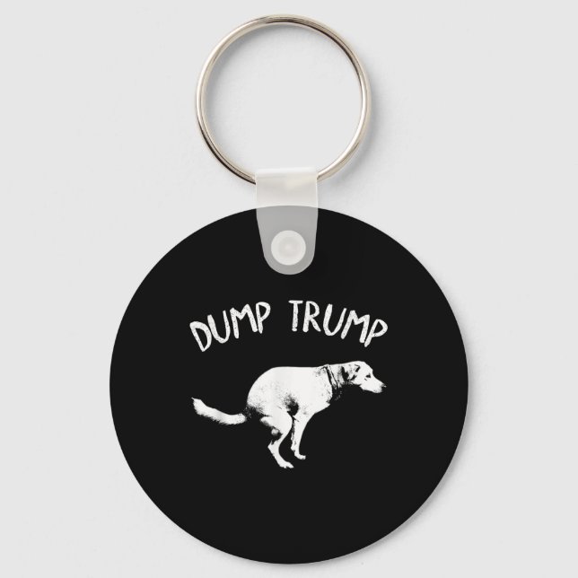 Dump Trump Dog Pooping  Key Ring (Front)