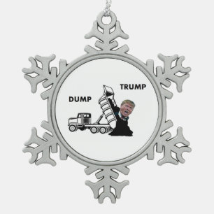 Dump Trump Snowflake Pewter Christmas Ornament