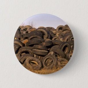 Dumped old tyres 6 cm round badge