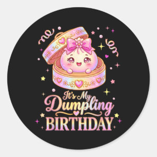 Dumpling Birthday Kawaii Rainbow Anime Girl Kids Classic Round Sticker