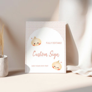 Dumpling Birthday Sign, Dim Sum Birthday Pedestal Sign