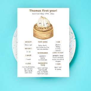 Dumpling First Birthday Milestone Birthday Poster