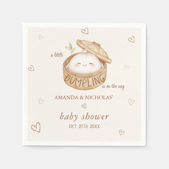 Dumpling Is on The Way Baby Shower  Napkin (Front)