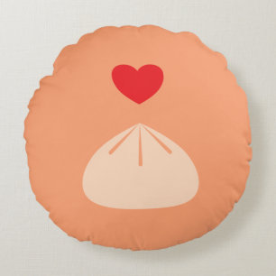 Dumpling Love Cantaloupe Round Pillow