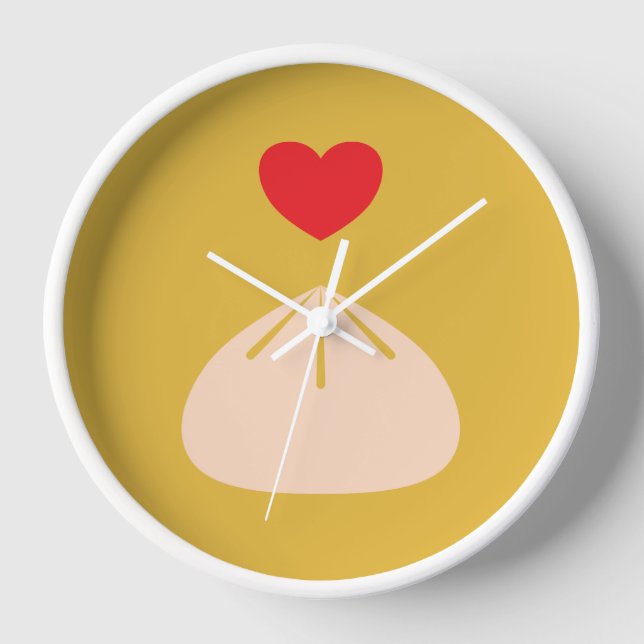 Dumpling Love Longan Wood Framed Clock (Front)