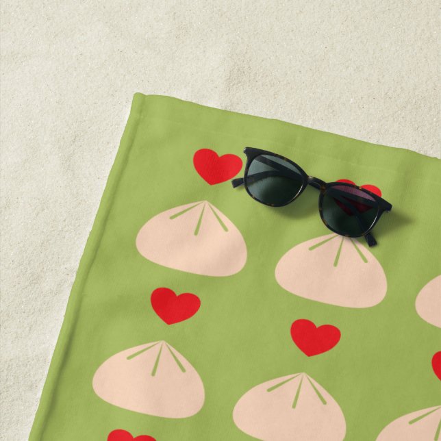 Dumpling Love Matcha Beach Towel (In Situ)