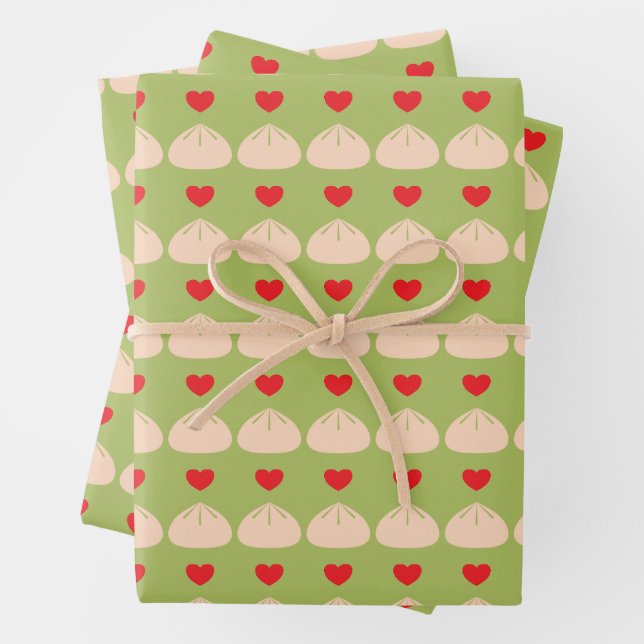 Dumpling Love Matcha Wrapping Paper (In situ)