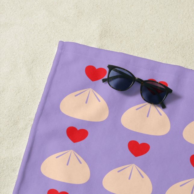 Dumpling Love Ube Beach Towel (In Situ)