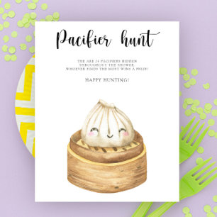 Dumpling - pacifier hunt baby shower game poster