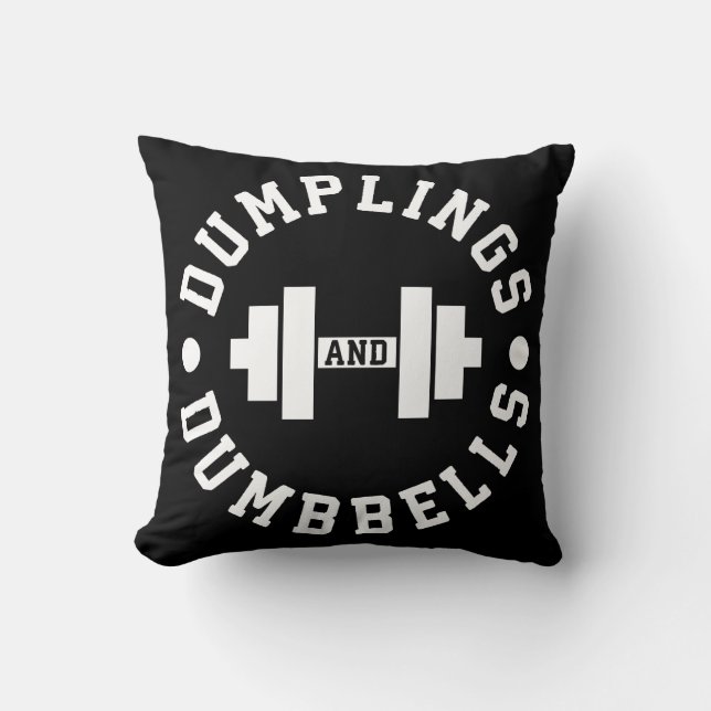 Dumplings and Dumbbells - Bulking - Funny Novelty Cushion (Front)