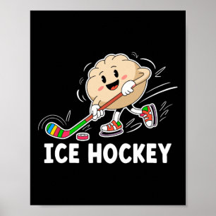 Dumplings Play Ice Hockey Chopstick Wrap Cuisine S Poster