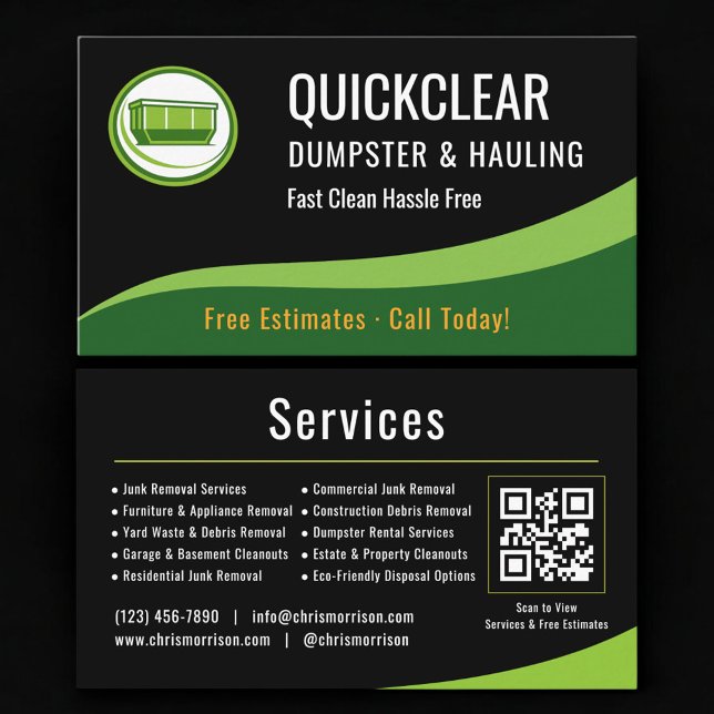Dumpster and Hauling Professional QR Code Business Card (Creator Uploaded)